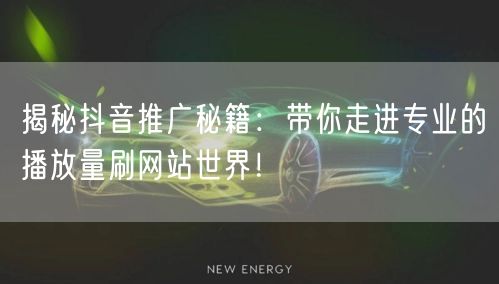 揭秘抖音推广秘籍:带你走进专业的播放量刷网站世界!