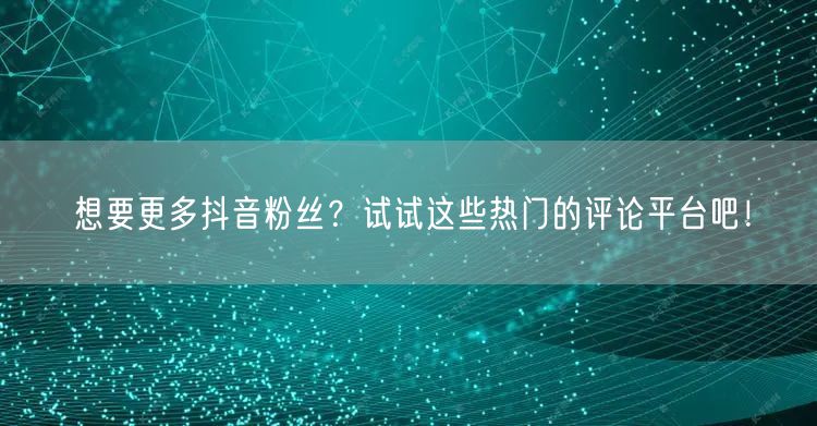 想要更多抖音粉丝?试试这些热门的评论平台吧!