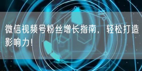微信视频号粉丝增长指南,轻松打造影响力!