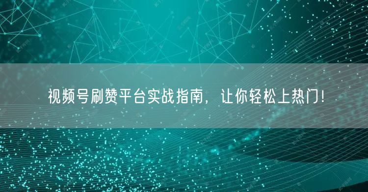 视频号刷赞平台实战指南,让你轻松上热门!