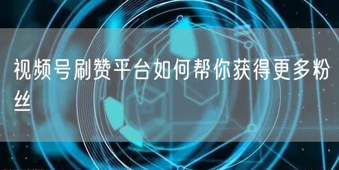 视频号刷赞平台如何帮你获得更多粉丝