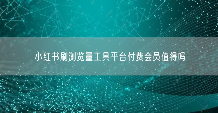 小红书刷浏览量工具平台付费会员值得吗